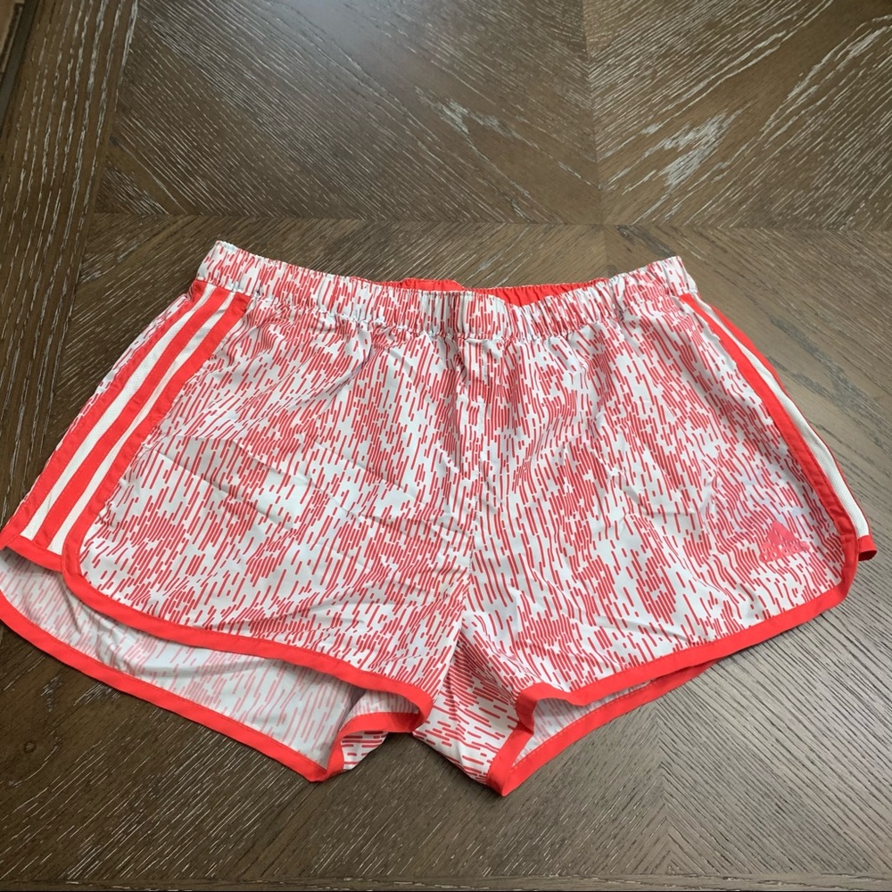Adidas pinkish red abstract design athletic running shorts Size S